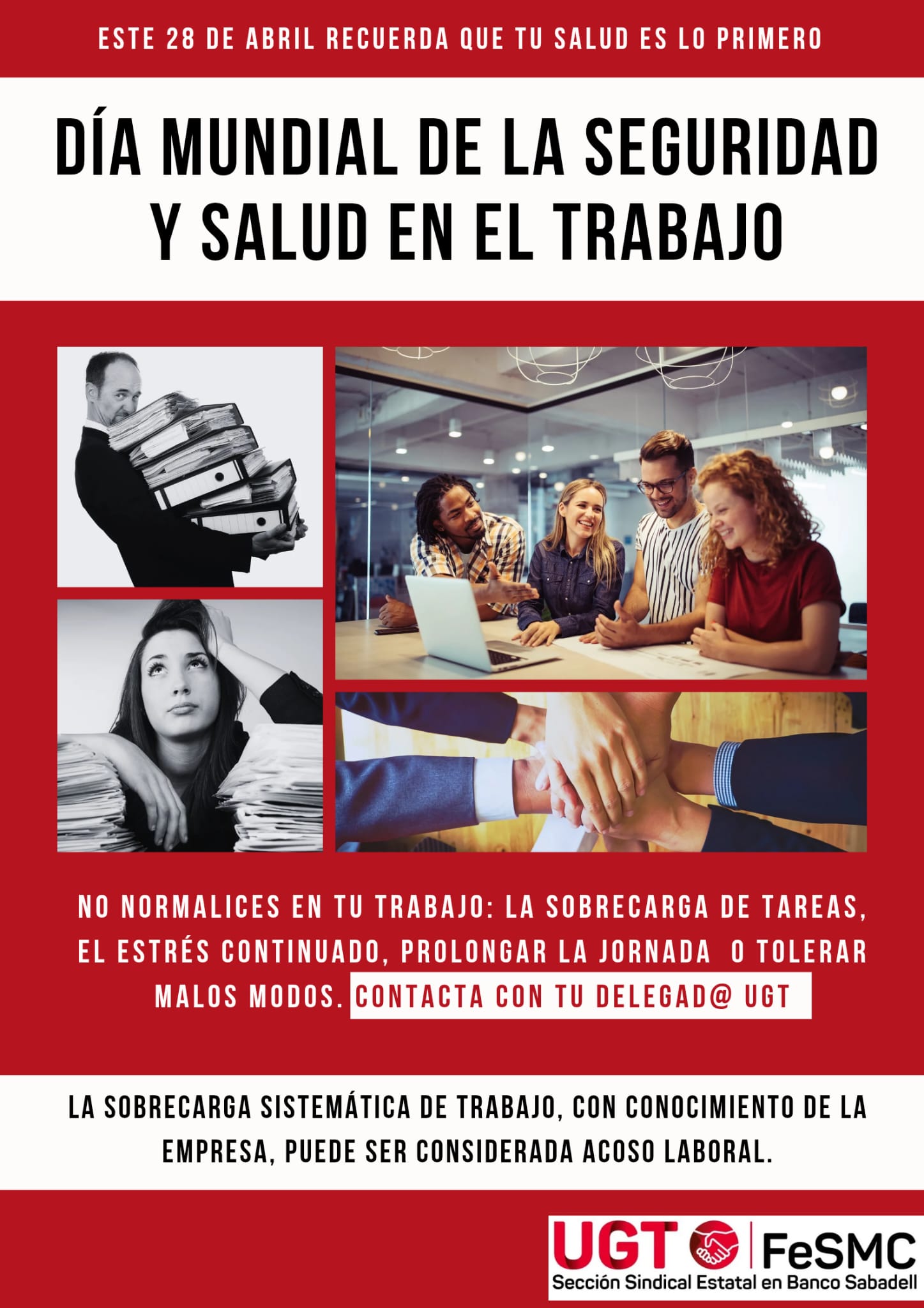 28 de abril y siempre: SEGURIDAD Y SALUD EN EL TRABAJO - UGT Banc Sabadell